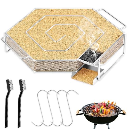 Casenly Générateur de Fumée Froide, Generateur Fumee Froide Acier Inoxydable, Professionelle Fumoir à Froid pour Saumon avec Brosse et Crochet, Serpentin Fumoir à Froid pour Fumoirs, Barbecues, Grils