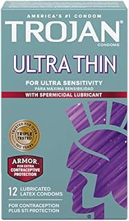 Trojan Condom Sensitivity Ultra Thin Spermicidal, 12 Count