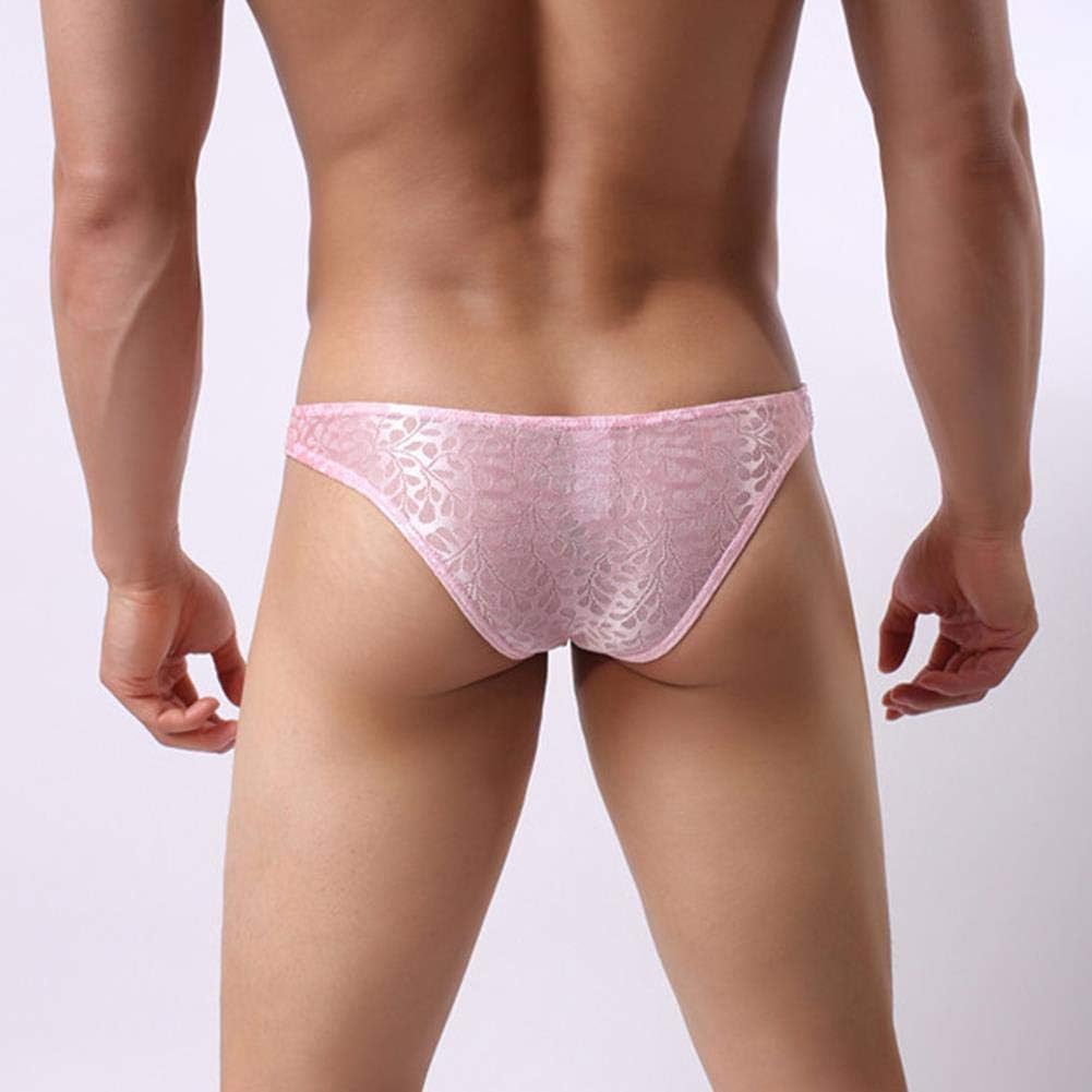 IBAKOM Men's Lace Panties Floral Sheer Pouch Mesh Low Rise Bikini Briefs Sissy Crossdress Lingerie Underpants - Image 3
