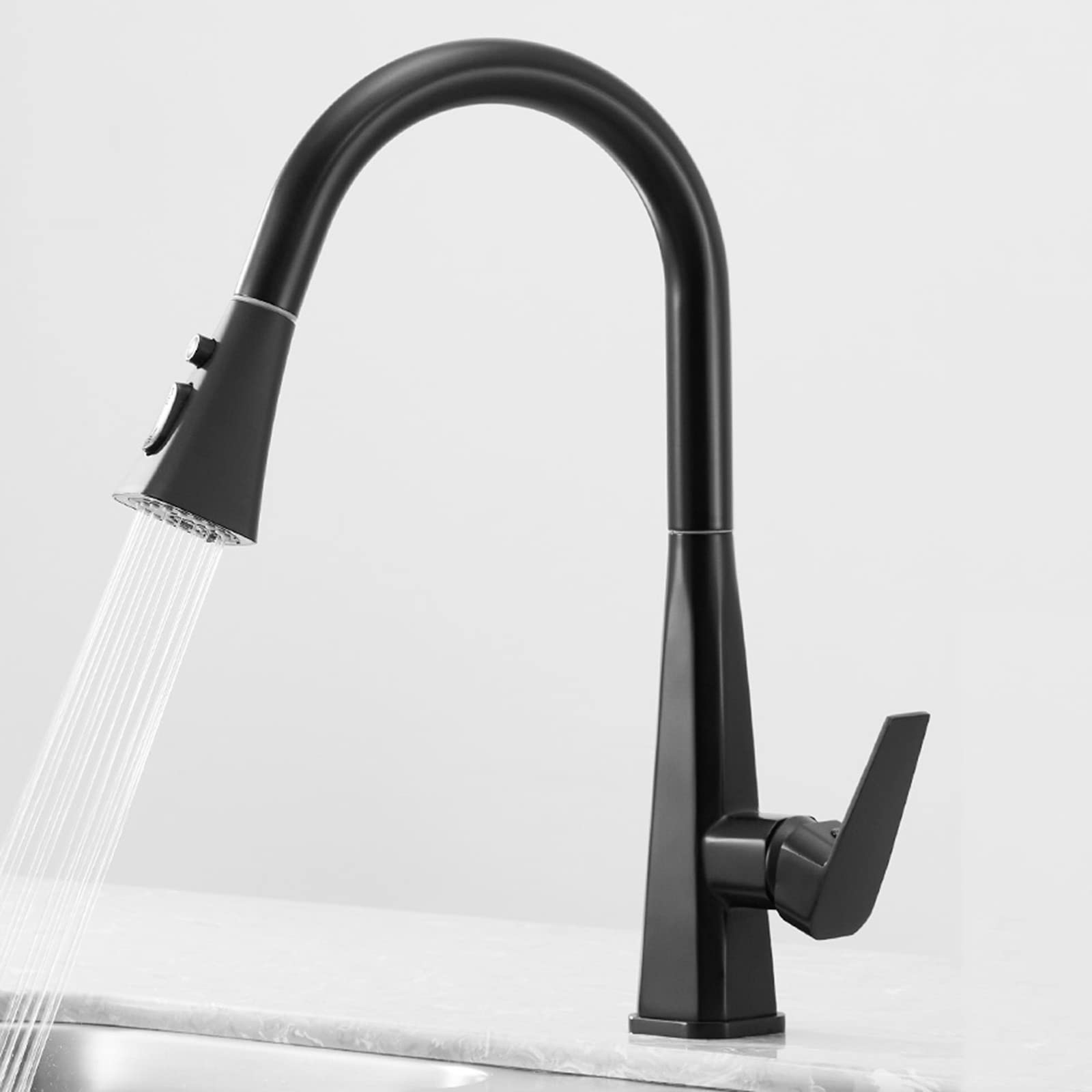 ZYCHSJXA with Pull Out Spray, Mixer Faucet Brass Swivel Telescopic Multifunction Kitchen Sink FaucetGrey(Black)