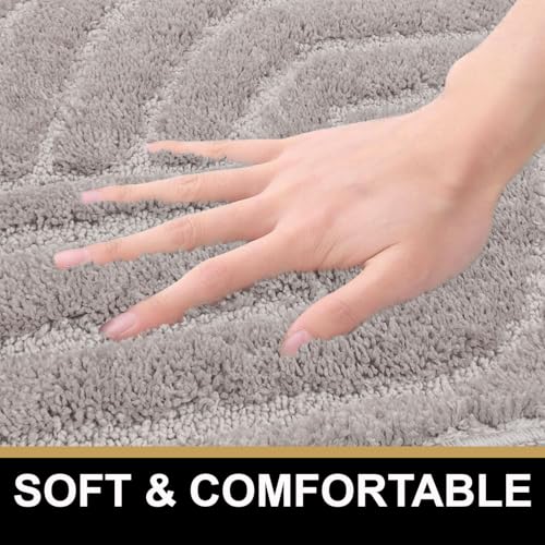 Image of Luxe Home Super Soft Microfiber Bath Mats Non-Slip TPR Backing Scotland Maze Cut Water Soak Bathroom Mat & Door Mats for Home Combo (38x58 cm) - Grey