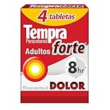 Tempra Forte 650mg paracetamol, para dolor, caja con 4 tabletas