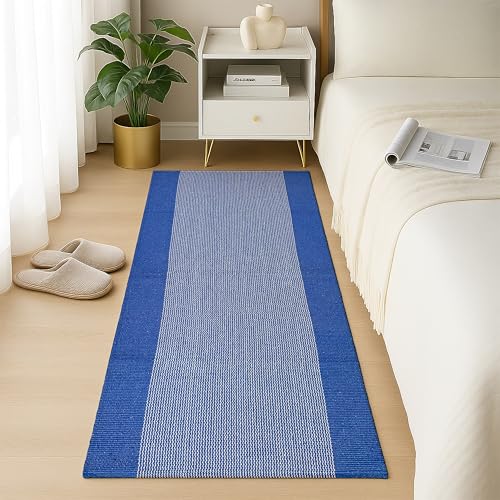 Image of Handcrafted Cotton Rug Runner - 2x5 ft Soft & Washable Carpet for Entryways, Bedrooms & Outdoor Patios