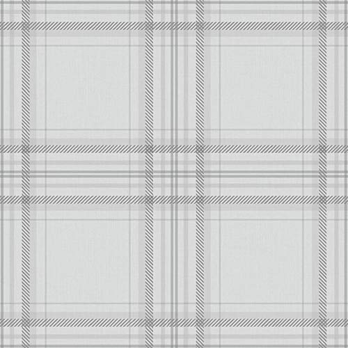 YöL Check Wallpaper Checked Plaid Tartan Chequered Lined Grey Charcoal