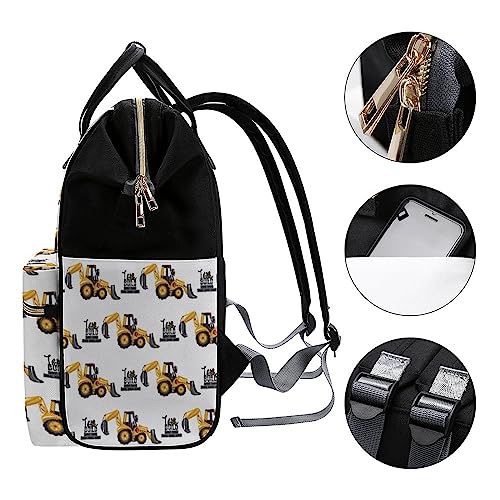 Engineering-Vehicle-Excavator-Diaper-Bag-Portable-Backpack-Mommy-Bag-Travel-Shoulder-Daypack-for-Outdoor-Working-Beach