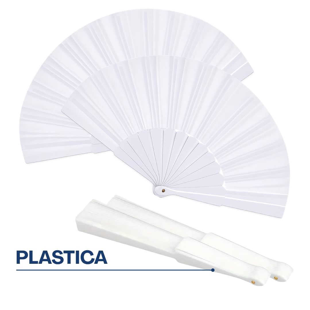 Set Ventagli Pieghevoli in Plastica Bianchi – 12/24/60 Pezzi Ventaglio Bianco Grande – Ideali per Matrimonio, Eventi, Cerimonie e Gadget Ospiti – Leggeri, Resistenti e Riutilizzabili (24, ventaglio)