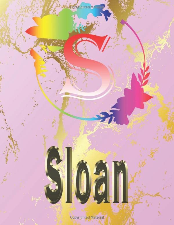 Sloan: Personalized Name Sketchbook.Monogram Initial Letter S Journal. Sloan Cute Sketchbook on Pink Marble Cover , Blank Paper 8.5 x 11 ,Great For ... Sketching, Crayon Coloring and colored pencil