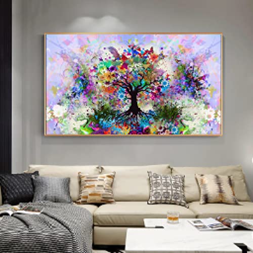 Fleur Peinture sur Toile Abstraite Aquarelle de Haute Qualité 55x95cm