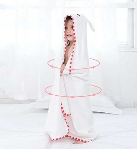 Miniatura 3 de TONWHAR Toalla de baño de algodón con capucha de cara de animal, toalla de baño suave con capucha para niños y niñas de 0 a 6 años (conejito)