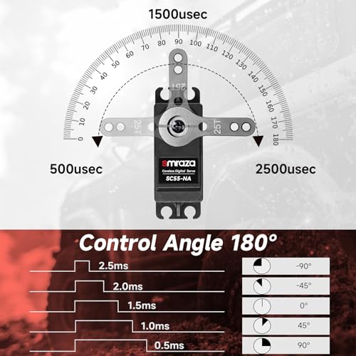 Smraza 45KG Coreless Servo Motor High Torque Steering: 2pcs 8.4V Waterproof Servo Digital Full Metal Gear Servo for RC 1/10 1/8 1/12 Scale Car Truck Crawler/Robot/Boat with 25T Servo Horn（180°×2）