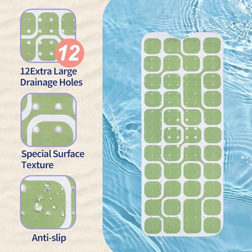 Tapis de bain antidérapant extra long vert art moderne 100x40 cm - 4