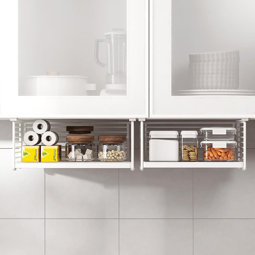 Unterschrank-Organizer aus Metall, Abnehmbarer Hängekorb ohne Bohren, Unterregal-Aufbewahrung für Küche, Bad, Waschküche, Schrank, Schuhbank