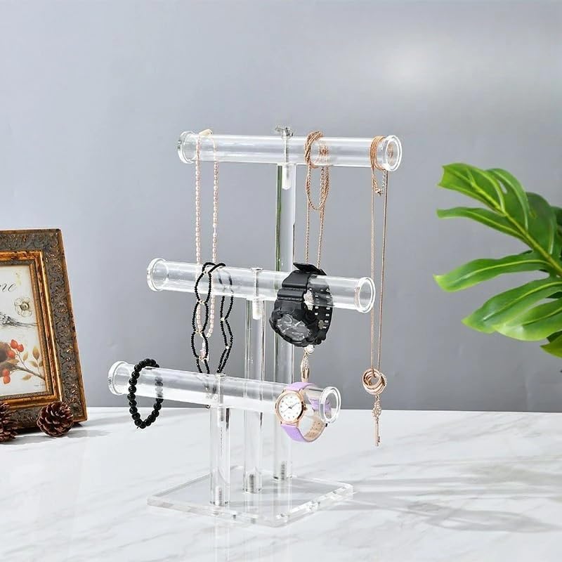 Porta Collane Supporto for gioielli, porta braccialetti, orologi e collane, supporto for sospeso(Clear 3 layers)