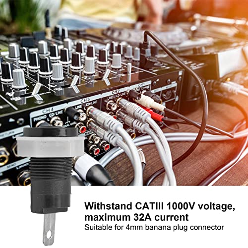 Image of 20Pcs 4mm Banana Jack Female Socket Panel Mount Connector (0.16in /4mm) - Banana Plug Adapter for Amplifier, Terminal, Splitter, Binding Post, 12mm Mounting Hole, 6mm Panel Thickness(Black)