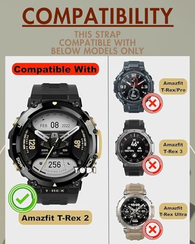Image of YODI Strap Band Compatible with Amazfit T-Rex 2 Smartwatch Only Soft Silicone | Nylon | Chain | Leather Watch Straps with Installation Adjuster Tool For Amazfit TRex 2