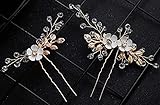  1 Paar (2 St.) Haarnadeln Hochzeit Kopfschmuck mit Kristallen Braut Haarschmuck für Frauen auf Hochzeit Party oder Freizeit (Gold Royal)