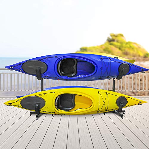 Raxgo Freestanding Kayak Rack For 4, Heavy Duty Floor Storage Holder For Four-Kayak, Sup, Canoe & Paddleboard For Indoor, Outdoor, Garage, Shed, Or Dock, Adjustable Height #TOP5