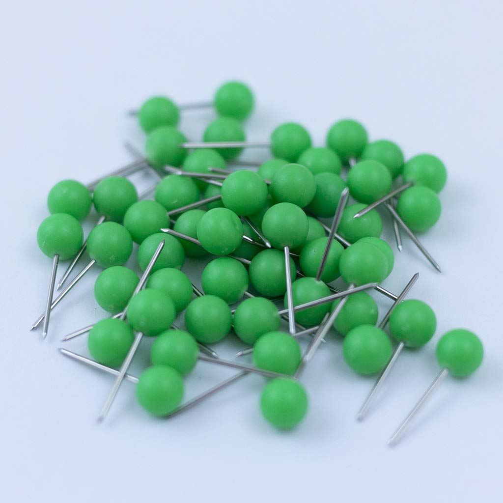 Push Pin Tacks for Photo Wall, Whiteboard, Cork Board, Map, Bulletin Board, Office or Home | 5 mm Head, 11 mm Point | Designed in The USA | Light Green, Pack of 50