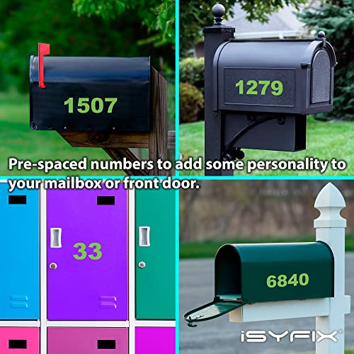 image for iSYFIX Apple Green Vinyl Numbers Stickers,3 Inch Self Adhesive (2 Sets