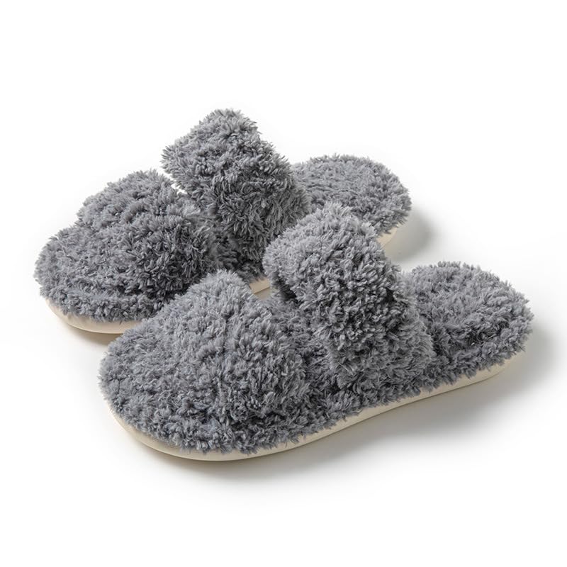 Open Toe Slippers for Women Memory Foam House Shoes Slide Sandals Non Slip Washable2