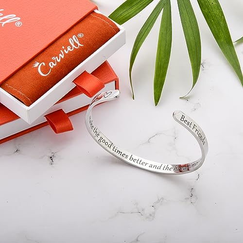 Carviell Bracelets for Women, Personalized Gifts for Her, Mom, Best Friend, Inspirational Friendship Cuff for Teen Girls, Engraved, Birthday Gift Jewelry - Image 3