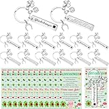 12 Set Kleeblatt Schlüsselanhänger Glücksbringer und Grußkarten Geschenk Viel Glück Prüfung Abitur Aufmunterung Geschenke Abschiedsgeschenke Kleine Geschenke für Kollegen Schüler Silvester Weihnachten