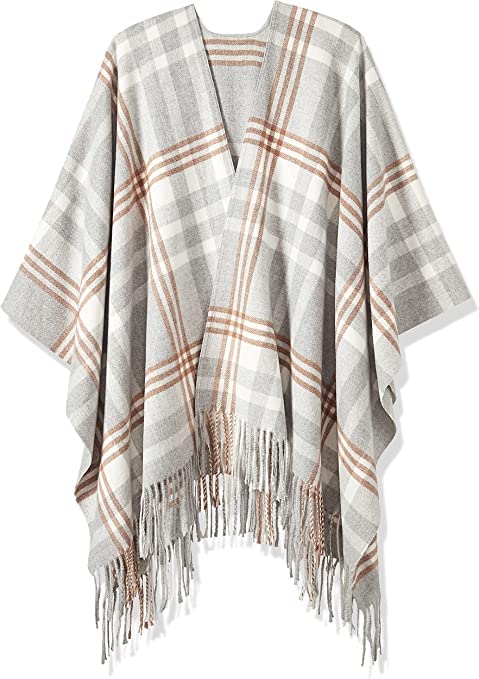 Beautiful Nomad Women's Retro Style Poncho Cape Boho Shawl Wraps Ruana Printed Tassel Cardigan for Spring Fall Winter