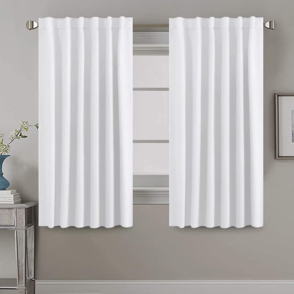 Tenger Home® Cortinas opacas con trabillas y cinta para fruncir, cortina opaca, cortina opaca (blanco, 100 x 150 cm)