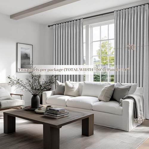 Image of Light Grey Blackout Curtains 70 Inches Extra Wide Pinch Pleated for Sliding Glass Door 2 Panels Set,Viral 96 Inch Long Curtain for Bedroom Thermal Large Window Heavy Drapes (W70xL96x 2 Panels Gray)