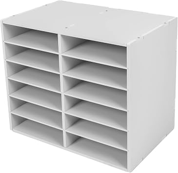 Gdrasuya10 Desktop Literature Organizer Office File Sorter Mail Center Magazine Holder Paper Cabinet with Adjustable Shelves Mailbox for Office Home School Classroom Shelves, 12 Slots, White