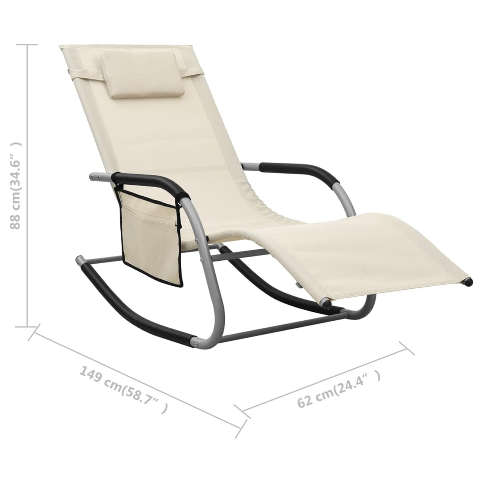 Homgoday Lettino Prendisole in Textilene Crema e Grigio, Lettini Prendisole, Divano Letto Mobili, Lettino da Piscina, Lettino Prendisole da Giardino Model310506
