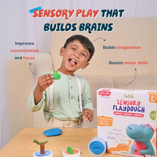 Image of dabble Sensory Playdough for Toddlers and Kids Age 2+ | 100% Natural, Taste-Safe & Gentle on Skin |Gluten-Free, Non-Toxic | Soft, Non-Sticky | Boosts Fine Motor Skills & Creativity | 8 Vibrant Colours
