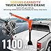 Heavy-Duty Truck Bed Crane 1100 LBS Capacity, 2000 LBS Electric Winch Truck Mounted Crane, 360° Swivel & Adjustable Boom for Lifting in Automotive, Construction & Workshop