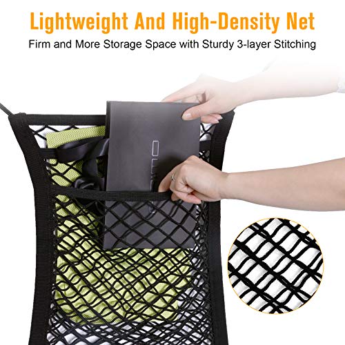 rabbitgoo Dog Car Net Barrier, Upgraded 3 Layers 13.98" × 15.55" Pet