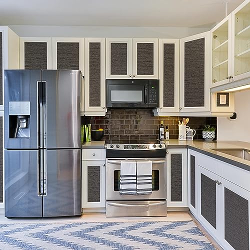 WADILE Grasscloth Peel and Stick Wallpaper 15.7in x 196.8in, Textured Contact Paper for Cabinets, Faux Linen Wall Paper Pull and Stick, Fabric Vinyl Wallpaper Self Adhesive Brown Gray