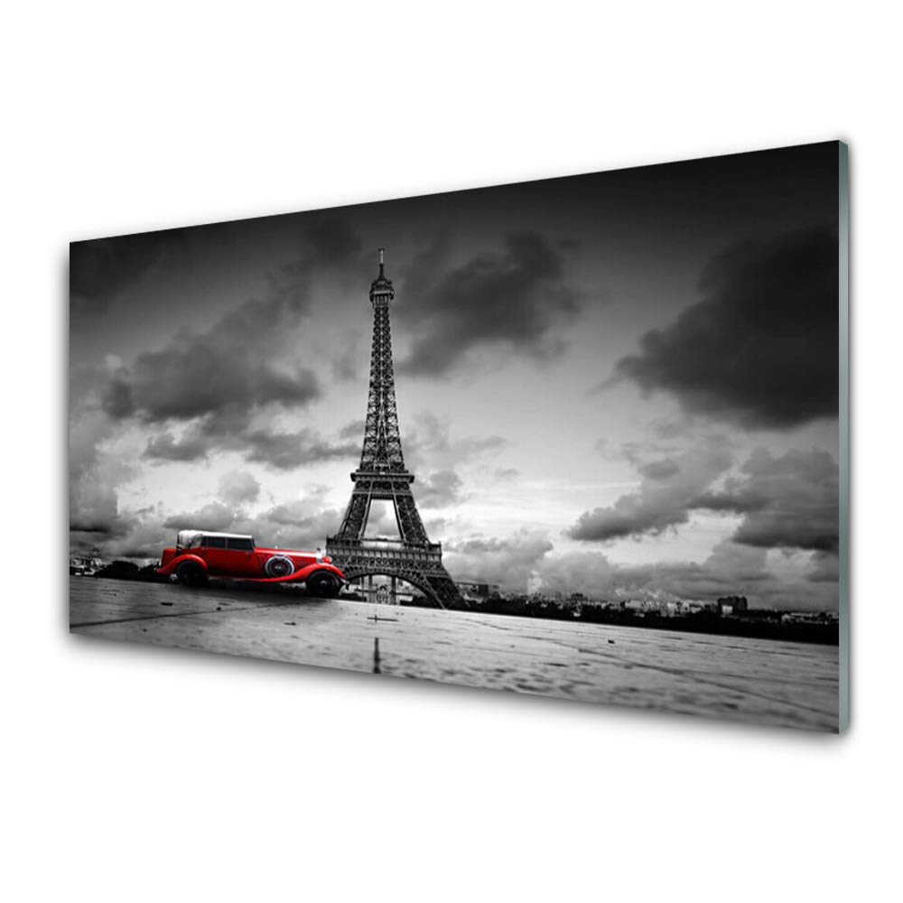 Décoration murale moderne en verre trempé 100x50cm avec impression haute définition de Paris