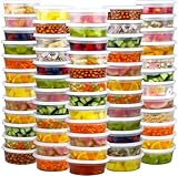 Dipoo 60 Sets (120-Piece) Deli Containers with Lids 8 oz, Leak-Proof & BPA Free Airtight Takeout Plastic Food Storage Containers for Soup, Freezer/Microwave/Dishwasher Safe