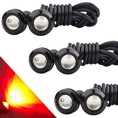 6X Rojo 18mm Luz de ojo de águila para coche 9W DRL Luz Diurna de Funcionamiento Lámpara de Niebla Luz de Marcha de Marcha Atrás 12V Impermeable