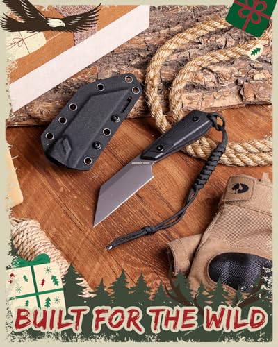 Image of Mossy Oak 7.5 Inch EDC Fixed Blade Knife with Kydex Sheath, 14C28N Full Tang Camping Knife with Emergency Rope, G10 Handle for Survival, Hunting, Camping, Hiking