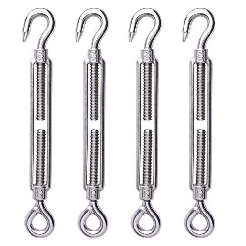 LordHardware Stainless Steel 3 8 Large Turnbuckle Hook to Eye Wire Rope Tension M10, Set of 4
