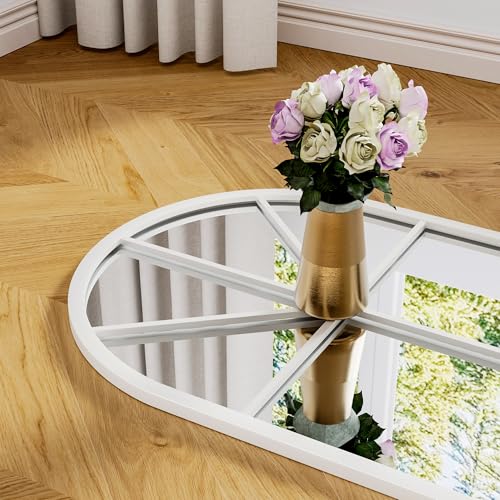 Image of OGCAU Arched Full Length Mirror, 65 inchx22 inch Floor Full Body Mirror, White