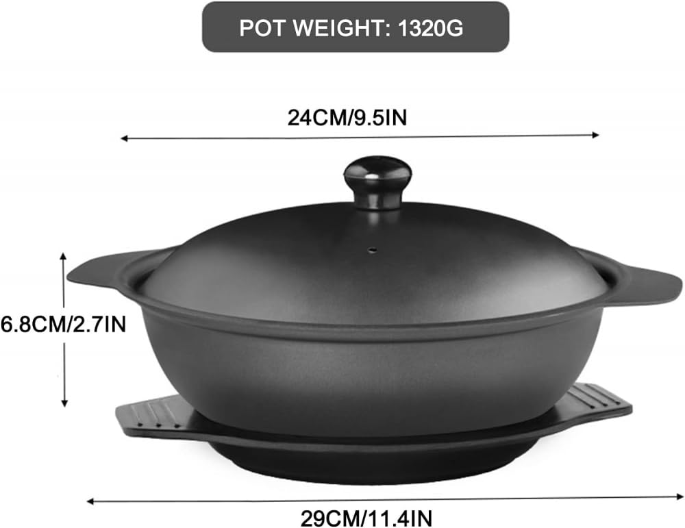 Wok - Olla de hierro fundido con tapa, antiadherente, utensilios de cocina para pollo, arroz, sopa, queso, 24 cm