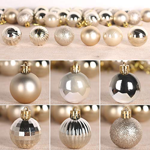 Champagne Gold 3.2" Large Christmas Balls - Christmas Tree Decoration Ornaments Shatterproof Hanging Balls For Birthday Easter Valentine Wedding Decorations Set Of 24Pcs #TOP4
