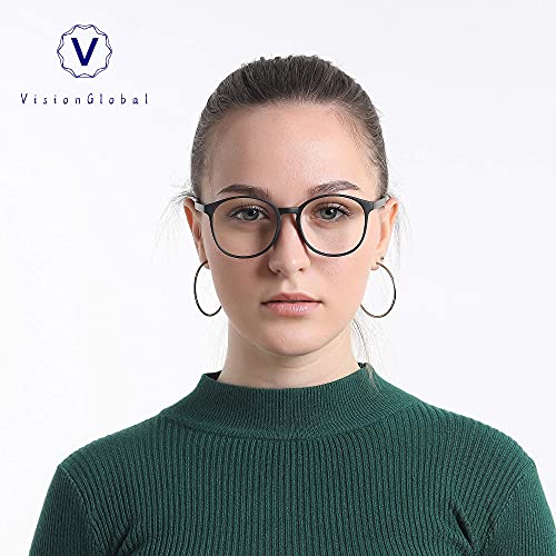 Image of VisionGlobal Blue Light Blocking Glasses, Lightweight Oval Frame, Computer Glasses for Gaming, Office, TV
