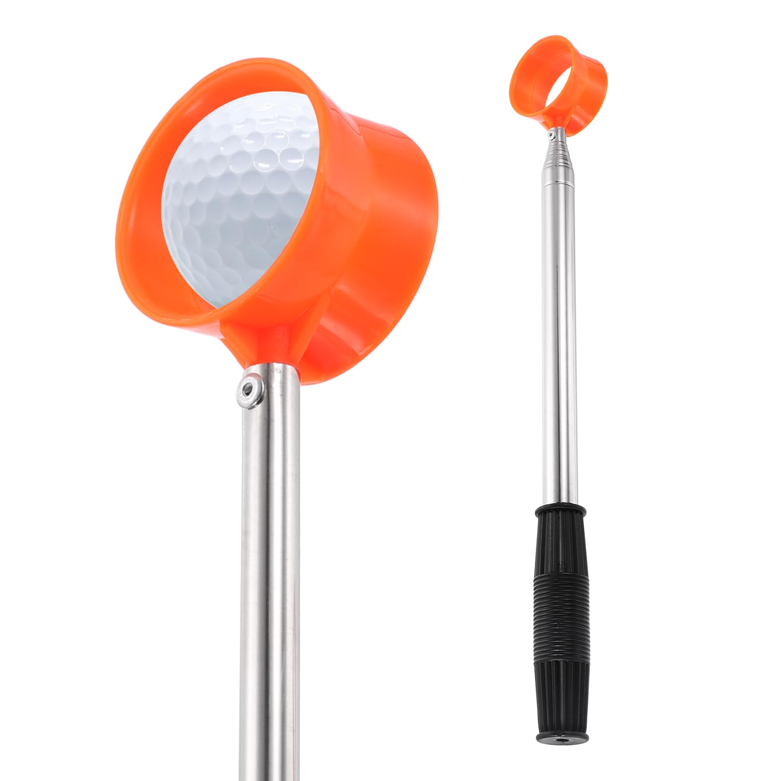 YELARXI Golf Ball Retriever Telescopic, 9Ft Golf Ball Grabber for Water with Stainless Steel Shaft&Non-Slip Rubber Grip 1Pcs & Orange-Fitting for Women, Men & Golfers