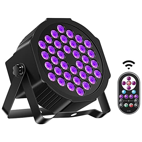 Black Lights, DELIBANG 36 LED UV Par Light DMX512 with Remote Control for Halloween Glow Fluorescent Party Bedroom Game Body Paint Stage Lighting Cover