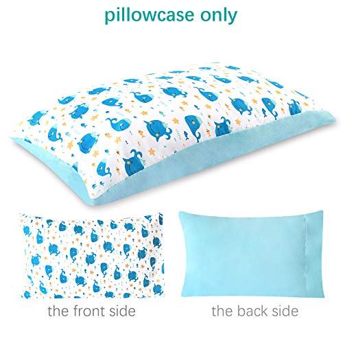 Image of Biloban 3-Piece Toddler Sheet Set Microfiber, Toddler Bedding Set Includes Crib Mattress Sheet, Flat Sheet and Envelope Pillowcase, Silky Soft, Breathable and Lightweight, Whale