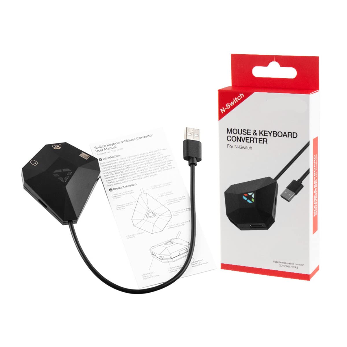 Adaptateur convertisseur de clavier et de souris, convertisseur de console Switch avec port USB de type C pour N-Switch/PS3/PS4/Xbox One/Xbox 360