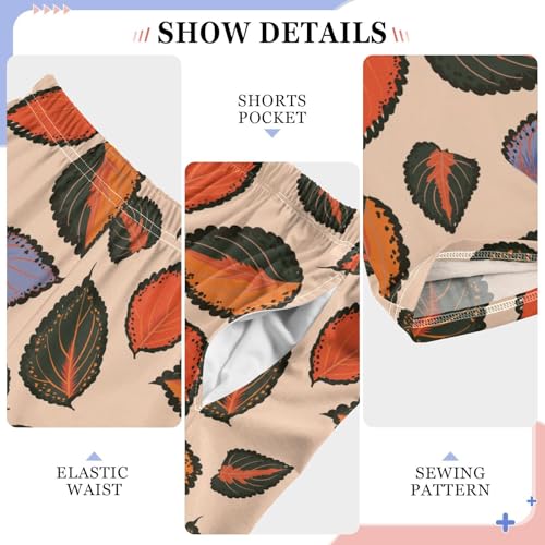 ZZXXB Leaves Boys Long Pants Soft Trousers Elastic Waist Kids Lounge Bottoms with Pockets S-XL4