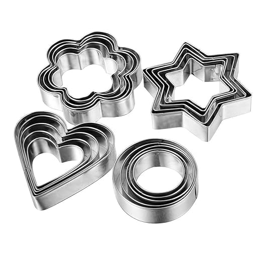 SANPTA Cookie Cutters Shapes Flower/Round/Heart/Star Shape Biscuit Stainless Steel Metal Cutters for Kitchen,Baking Cookie Cutters(12 Pcs, 4 Shapes, 3 Sizes) (B0D3JB55H2) Amazon Price History, Amazon Price Tracker